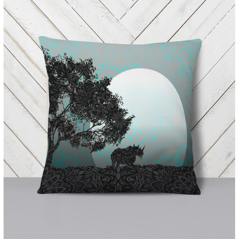 Throw Pillow With Insert, 16"H x 16"W, Blue/Black 4
