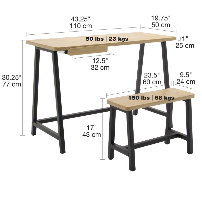 Theta Metal Base Writing Desk