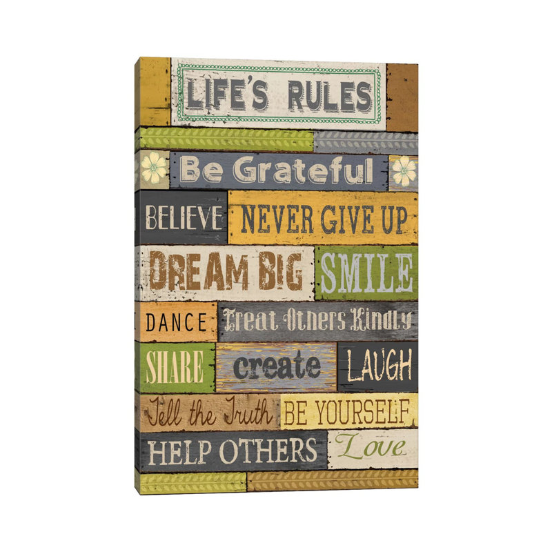 Life's Rules by Conrad Knutsen - Print on Canvas, 20.32 cm H x 30.48 cm W, Wrapped Canvas
