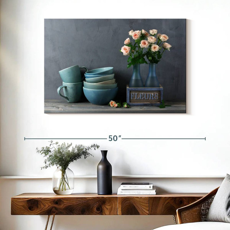 Senne Rustic Blue Ceramics, 26" H x 39" W