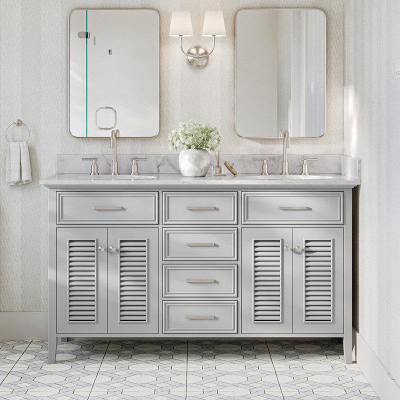 Kensington 73'' W Double Vanity, Gray, 61", Oval