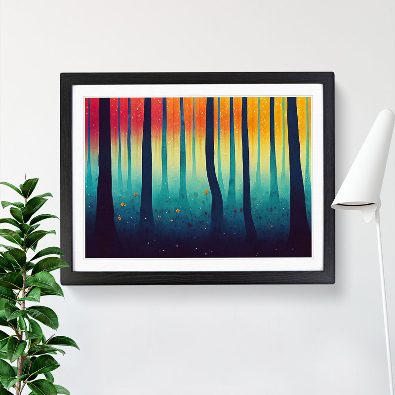 Forest In Technicolour Vol.5 - Single Picture Frame Painting, Black, 46cm H x 64cm W x 2cm D