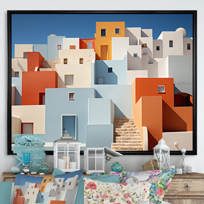 Paysage avec géométrie colorée, bâtiment II, reproduction d'art sur toile