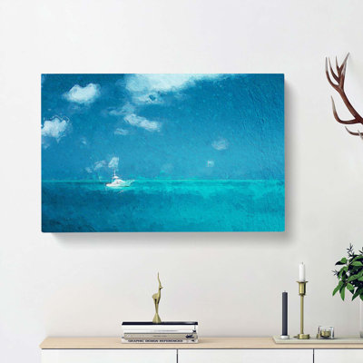 White Sailboat In The Open Ocean - Wrapped Canvas Painting