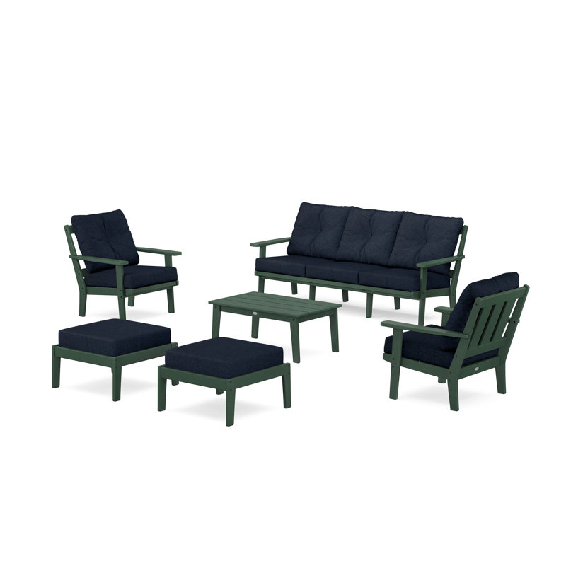 Oxford 6-Piece Lounge Sofa Set, Dune Burlap, Black
