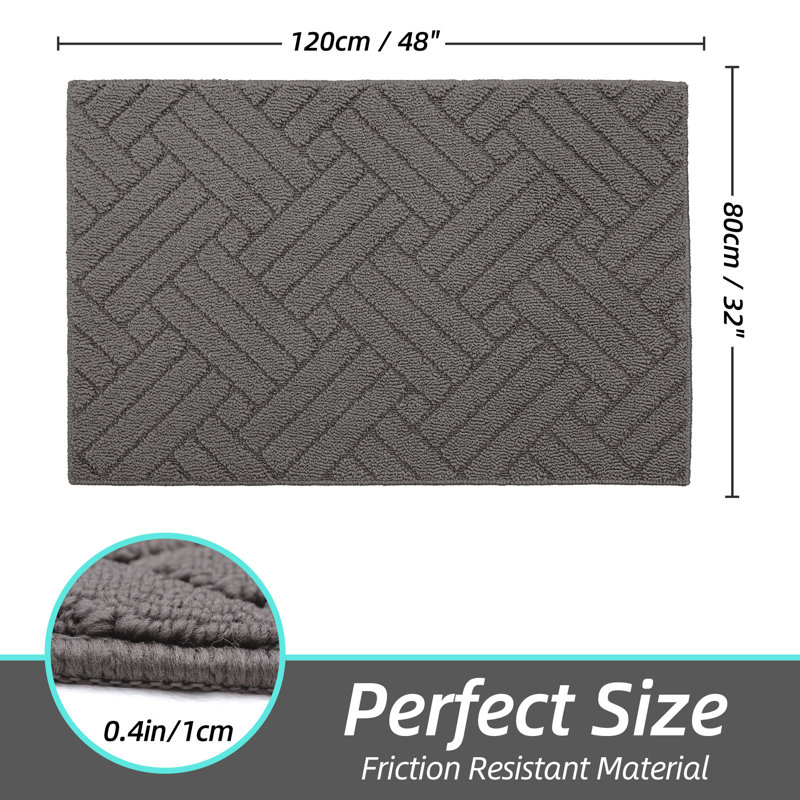 Non-Slip Geometric Indoor Doormat, Grey, 81.3cm W x 121.9cm L