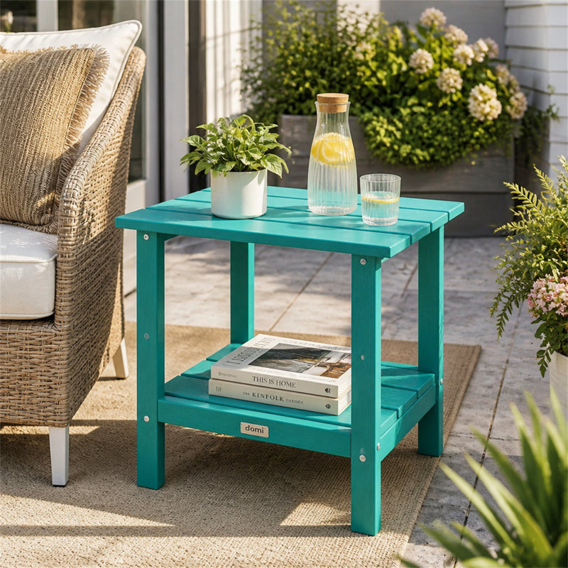 Table basse d'extérieur en PEHD, bleu lac