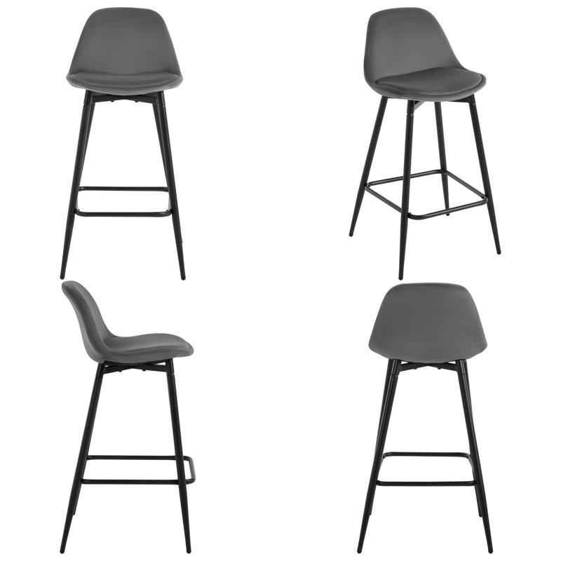 Yes Bar Stool, Dark Grey Velvet, 2