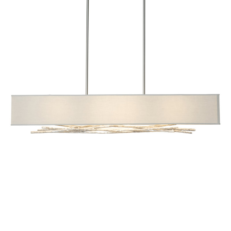 Brindille 4 - Light Kitchen Island Rectangle Pendant, Natural Anna, Vintage Platinum