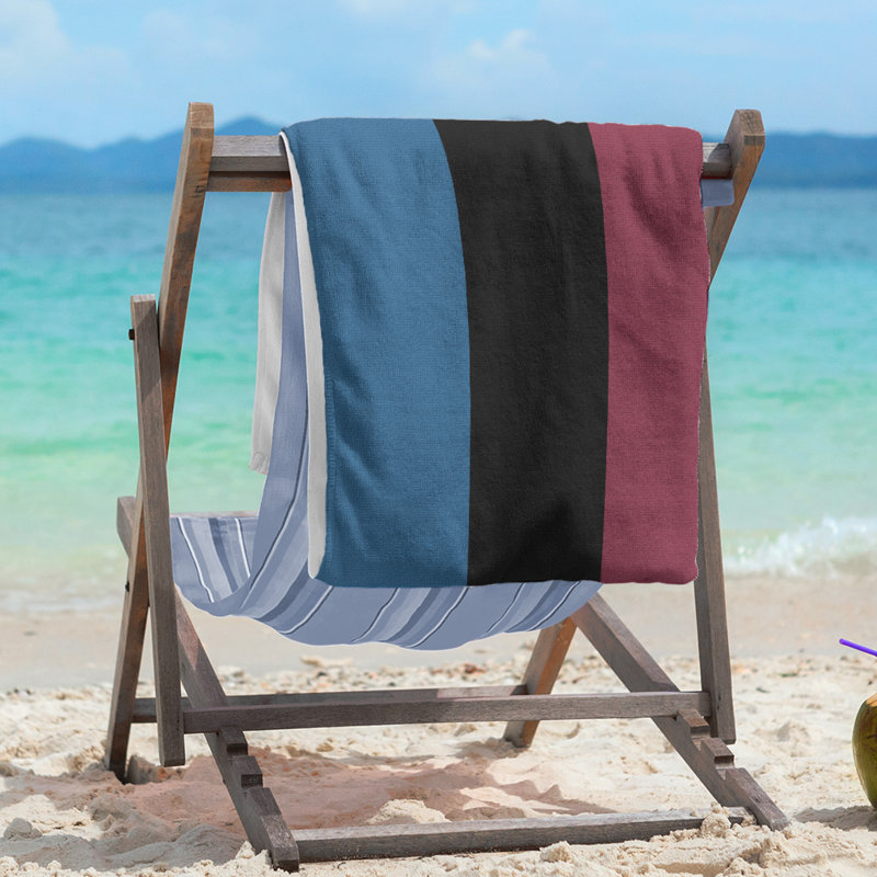 Columbus Lightweight Beach Towel, Microfiber, Blue/Black/Burgundy