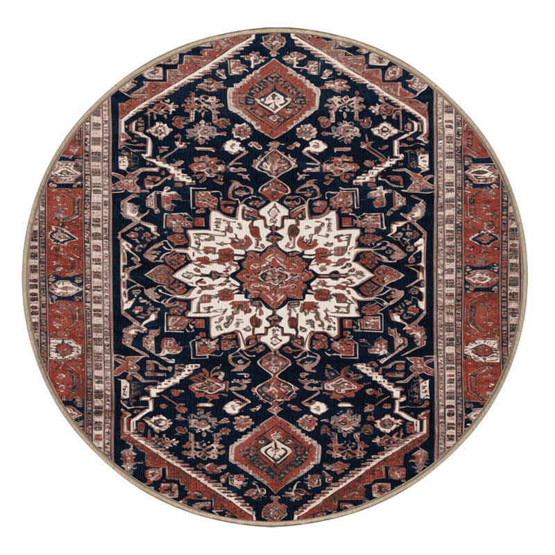 Tapis brun lavable à la machine, Rond 4 pi