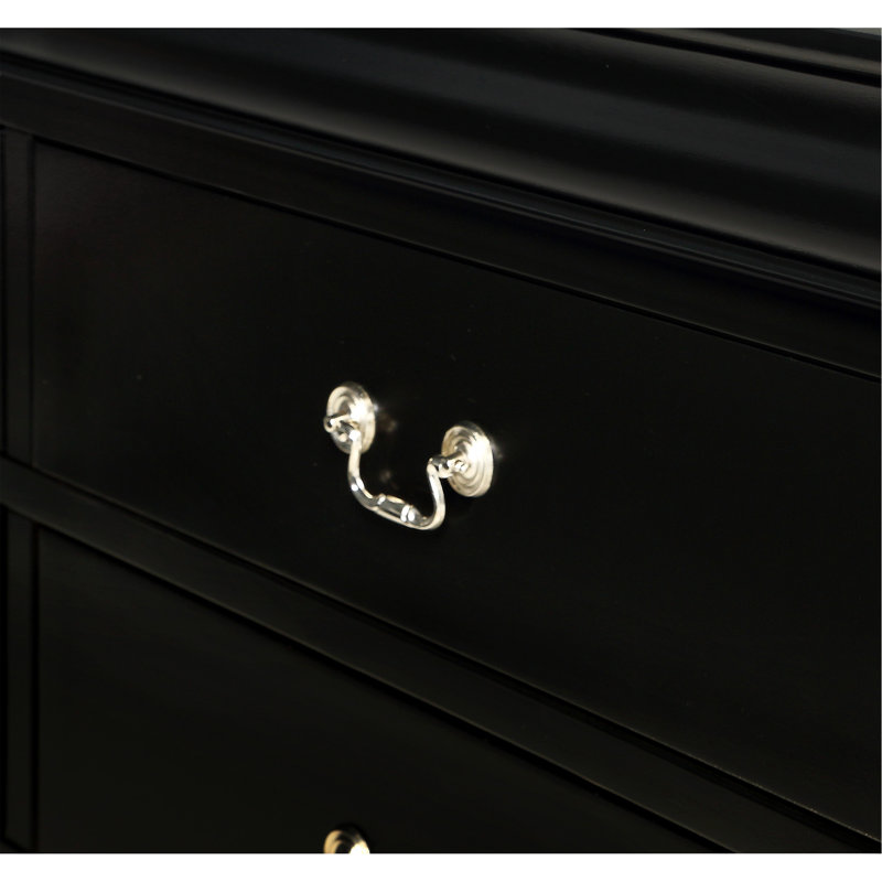 Commode élégante à cinq tiroirs au design contemporain et amplement d'espace de rangement, Argent argent