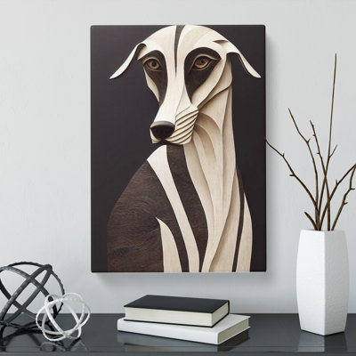 Greyhound Wood Carving - Wrapped Canvas