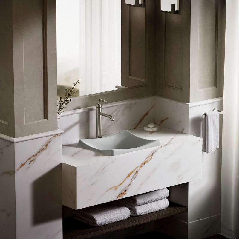 DemiLav Metal Specialty Vessel Bathroom Sink, Almond