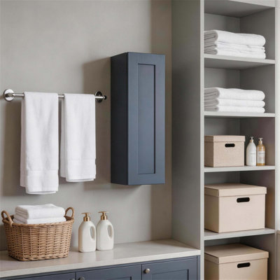 Armoire murale en bois massif de 15 pouces avec 2 tablettes réglables, idéale pour la cuisine, la salle de bain et le garage