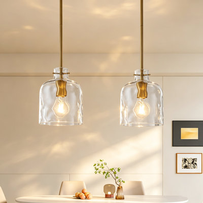 Luminaire suspendu 1 lumière à abat-jour en verre martelé 1 lumière