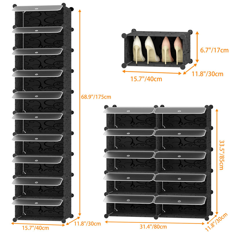 20 Pair Shoe Storage Cabinet, Black
