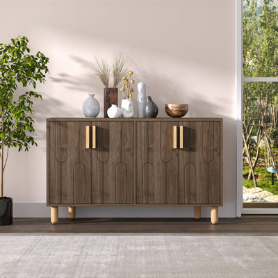 Modern Walnut Console Table, 47.2 x 29.0 x 11.6 inches | 100% Melamine Coated Particle Board, Thickness: 0.7 inches | Stylish Brown Finish, Geometric Design | Perfect for Entryway, Living Room & Hallway Decor