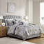 Housse de couette en coton 5 pièces pour lit double / grand gris avec boutons et attaches 100% bleu-121400041