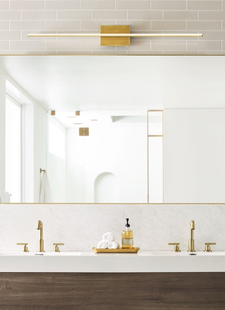 Span 1 - Light LED Bath Bar, Plated Brass, 3000