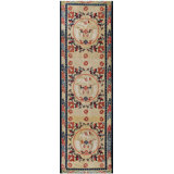 Rustic Light Color Foo Dog Design Antique Chinese Ningxia Hallway Runner Rug