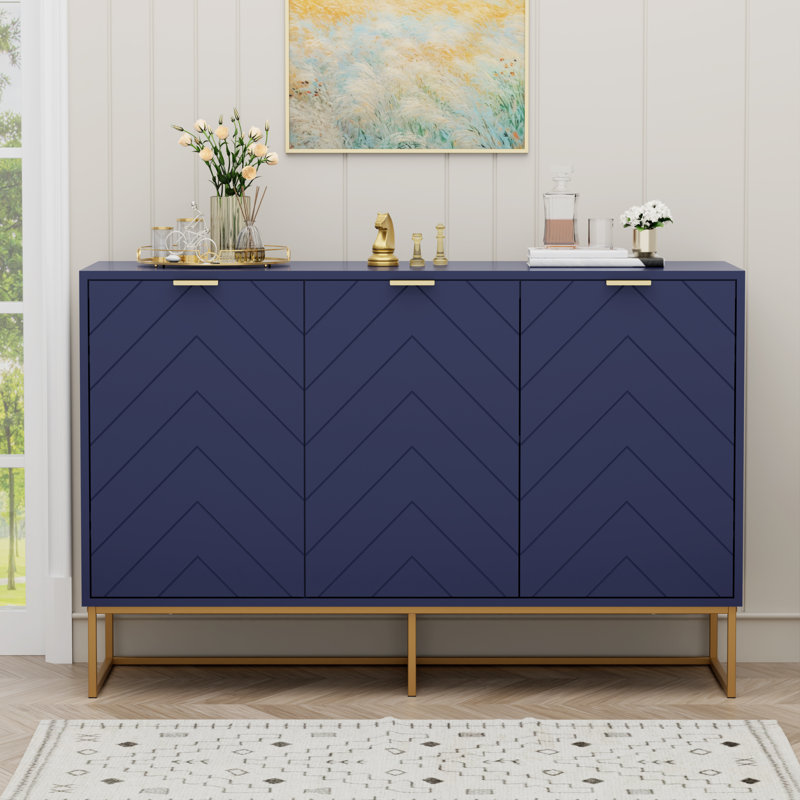 47.2 W" Three Doors Accent Cabinets, Blue