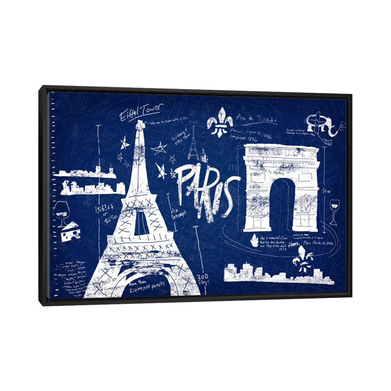 «Paris Blue» par Edward Selkirk - Giclée sur toile tendue avec châssis, H 18 po x l 26 po x P 1,5 po, Toile avec cadre noir