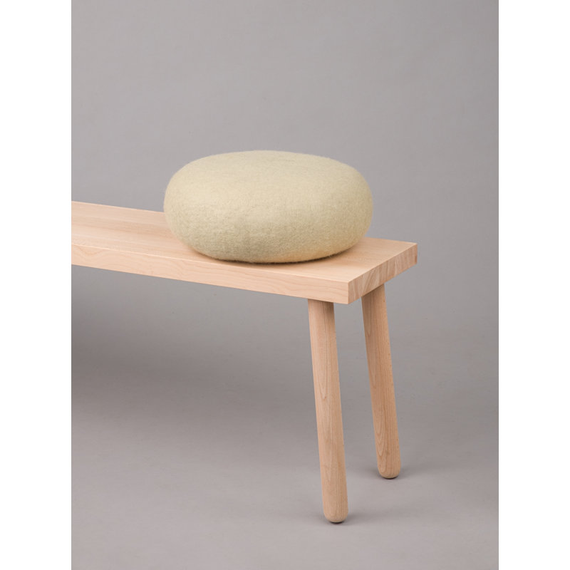 38cm Wide Round Solid Colour Pouffe Ottoman, Beige