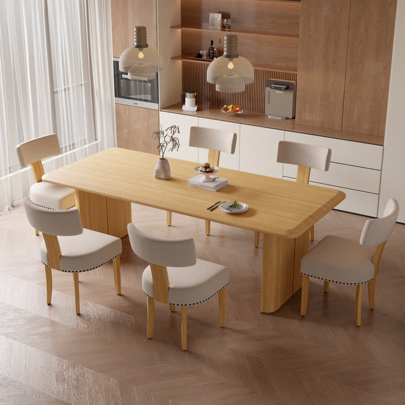 Ensemble de 2 chaises de salle à manger rembourrées Alimia, Beige, Blanc