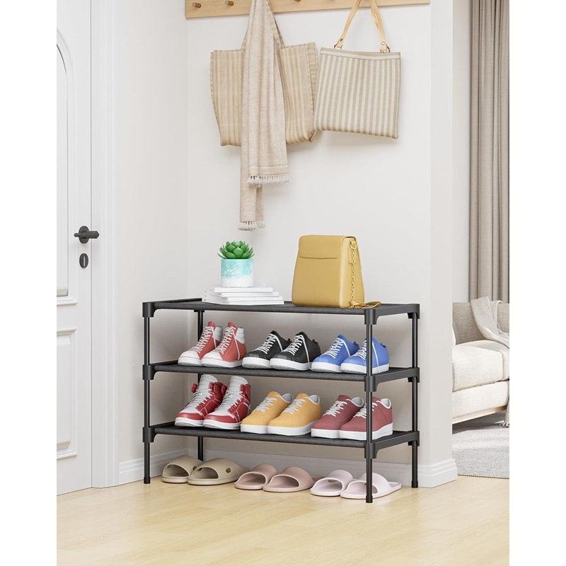 Range-chaussures à 3 niveaux - noir - Range-chaussures empilable non tissé pour placard, entrée, garage et couloir