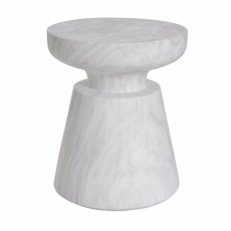 Table d'appoint d'extérieur en travertin Ponti, Blanc