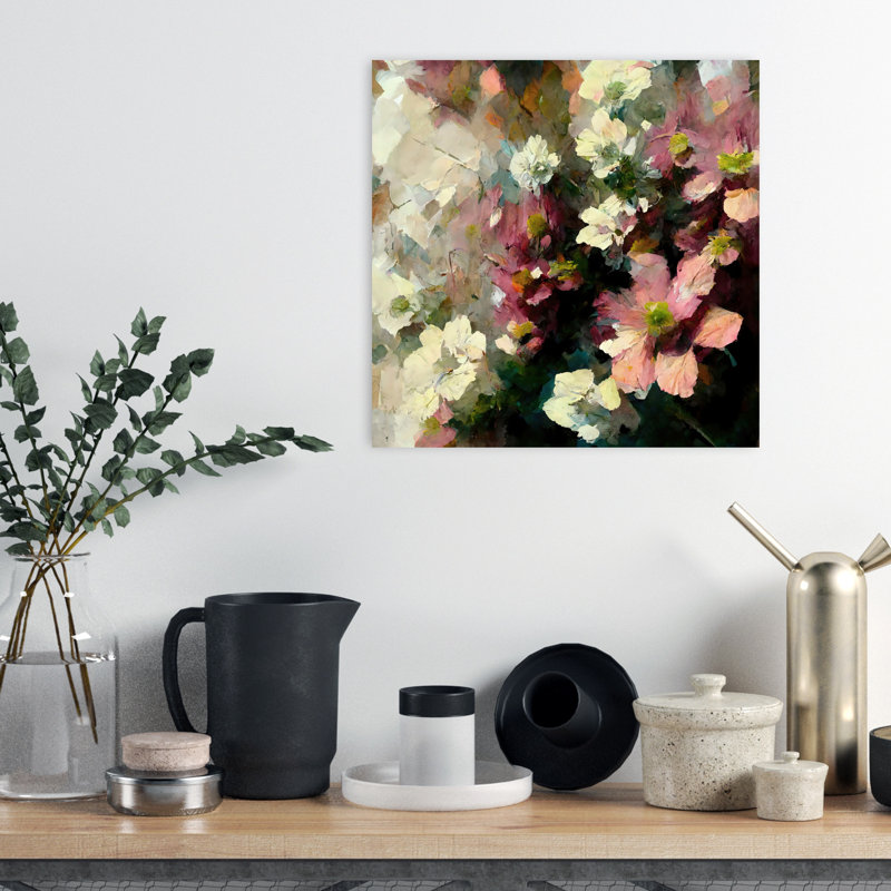 Bourgogne, fleurs sauvages agrandies, art contemporain contemporain romantique, H 18 po x l 18 po