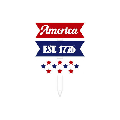 4th Of July Yard Sign Patriotic Heart-Shaped  Flag Metal Stake  11.81 Inch Independence Day 250th US Birthday Yard Decoration