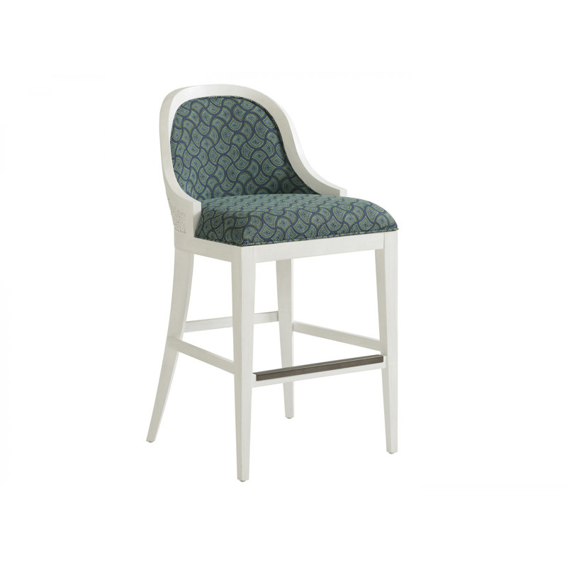 Tabouret de comptoir rembourré Ocean Breeze, Vert Seigaiha, 30"
