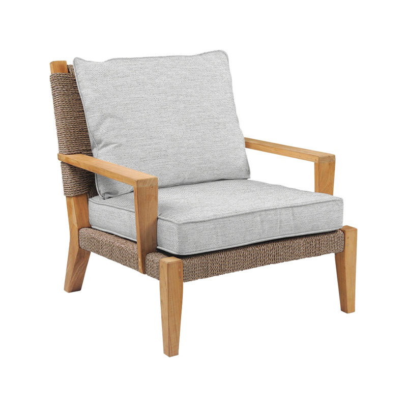 Hadley Outdoor Teak Lounge Chair, Linen Shale 5676, Hadley Hemp