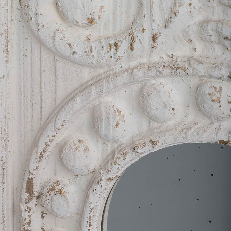 2pcs 17"x48" Wood Wall Art Panels, Distressed White Finish & Mirror Details, Fir To Enhance Your Space Large Of 2, With Round Accents, For Decoration