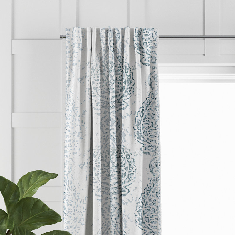 Prassana 100% Cotton Paisley Room Darkening Rod Pocket Single Curtain Panel, 50" W x 84" L, Ecru