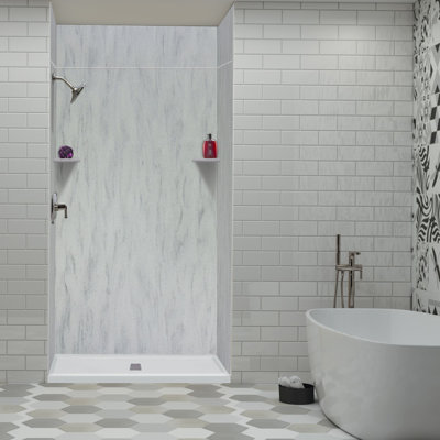 Transolid Lusso 48-in x 36-in x 84/12-in Glue To Wall 6-Piece Transition Shower Wall Kit, Bellanca