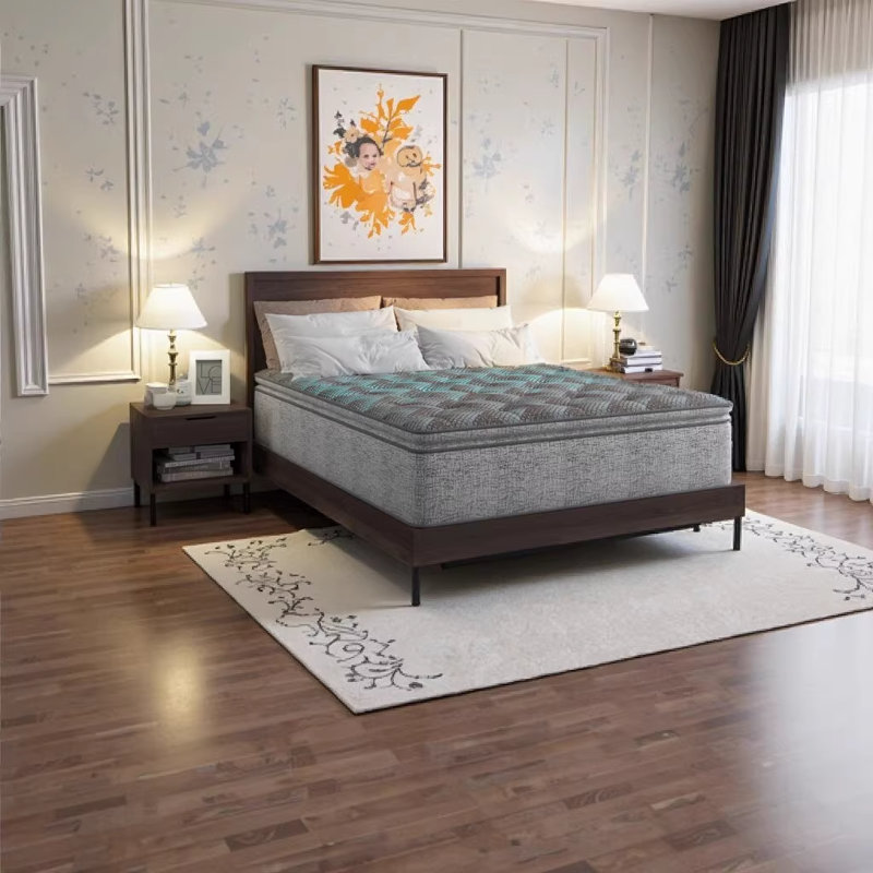 Restonic Comfort Care 2 Sided 9" Foam Core Mattress, Medium Comfort, Full Size, Grey+Blue, Full / Double