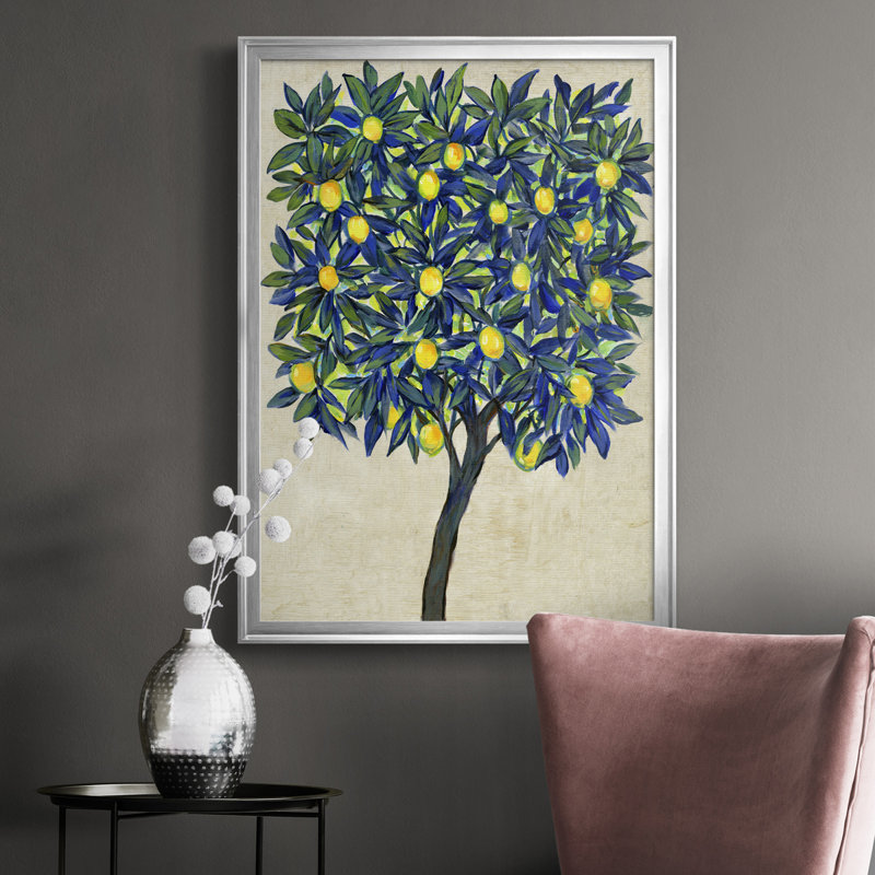 «Lemon Tree Composition II», toile encadrée de qualité supérieure - prête à être accrochée, Cadre argenté