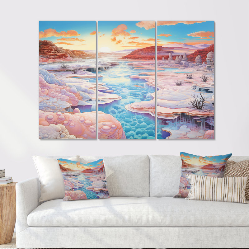 «Kawaii Landscape», ensemble d'art mural Geyser, H 28 po x l 36 po x P 1 po, Toile tendue