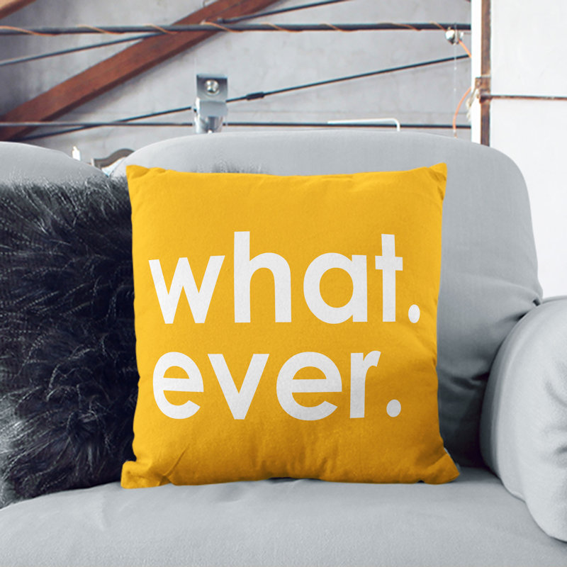 Whatever Yellow Scatter Cushion, Black, 55cm H x 55cm W x 20cm D