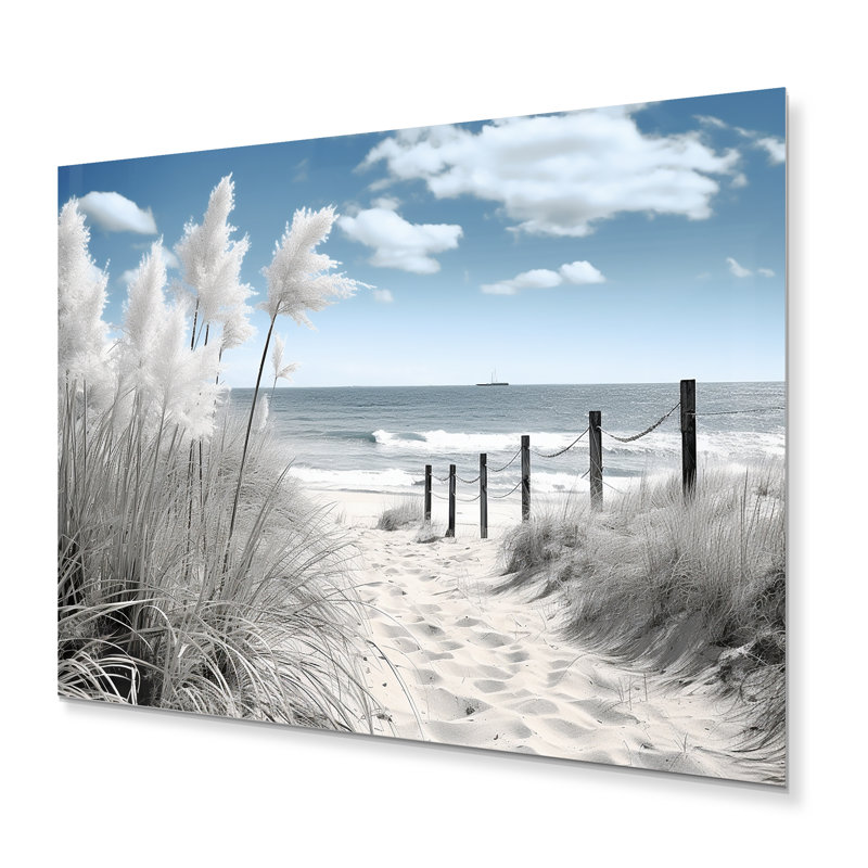 Plage, paysage marin, rêves, chemin II - Nautique et plage, décoration murale en métal, H 24 po x l 32 po