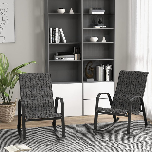 Ebern Designs Outdoor Rocking Chair Mesh Sling Rocker Seating Outside ...