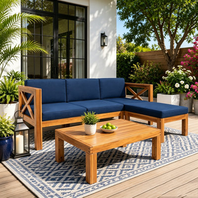 Ensemble de conversation modulaire 5 pièces avec coussins d'extérieur