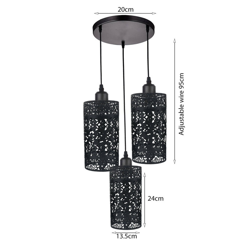 Hathcock 3 - Light Black Cluster Pendant