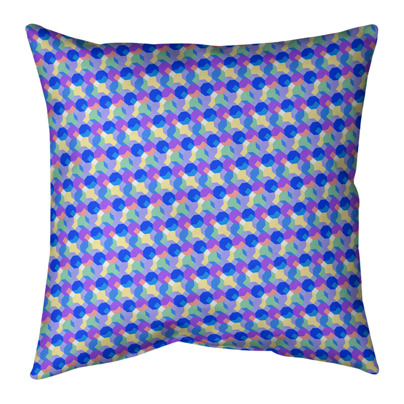 Housse et insert de coussin carré en coton, H 18 po x l 18 po, Bourre en polyester, Bleu / mauve