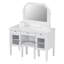 Meuble-lavabo de 44,4 po avec grand miroir ajustable, coiffeuse avec tiroir et armoire, coiffeuse pour la chambre à coucher peu encombrante, blanc