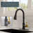 Swivel Pull-Down 3 Spray High Arc Single-Handle Kitchen Faucet With Deck Plate-107556860