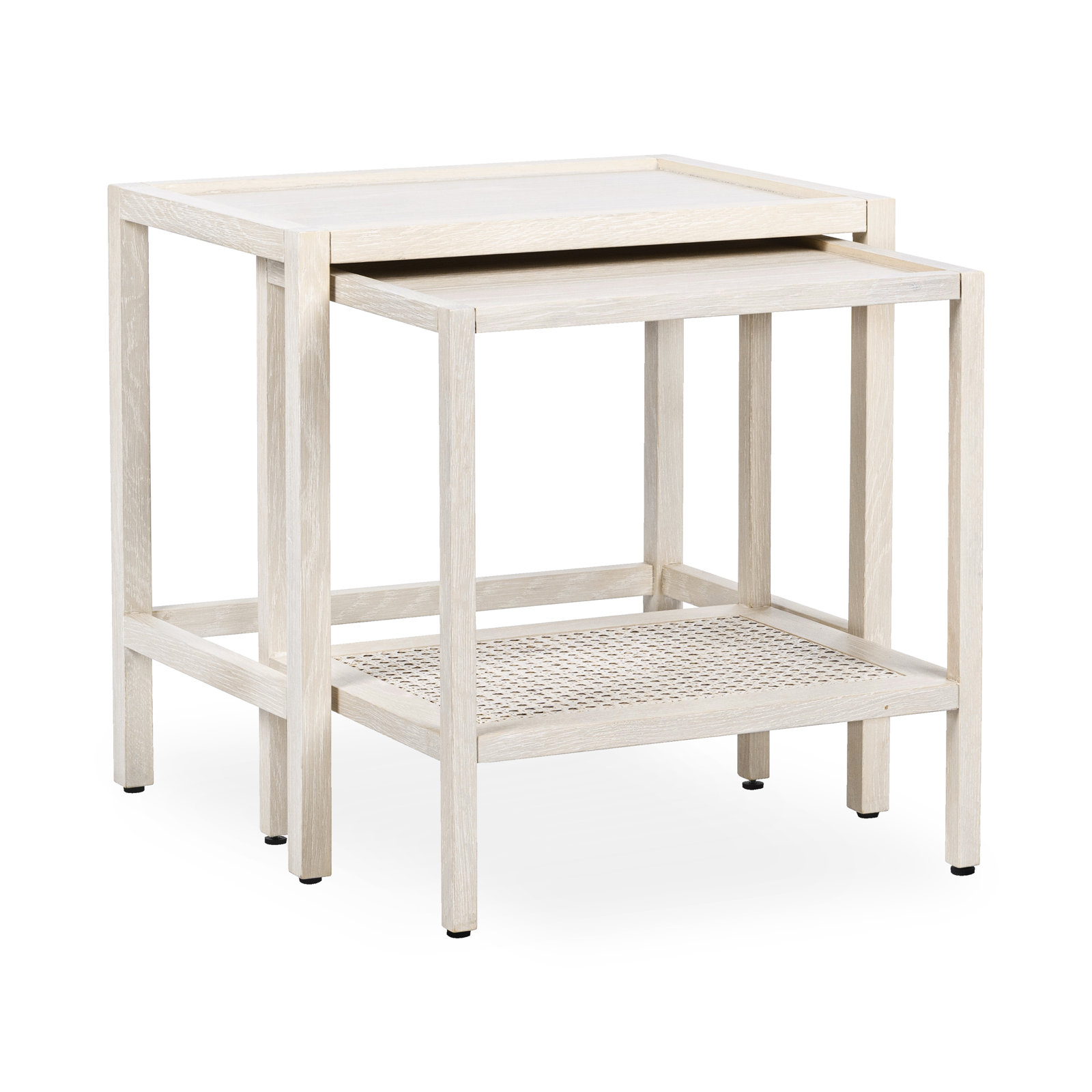 Devin 22" Oak Nesting End Tables, Milk White